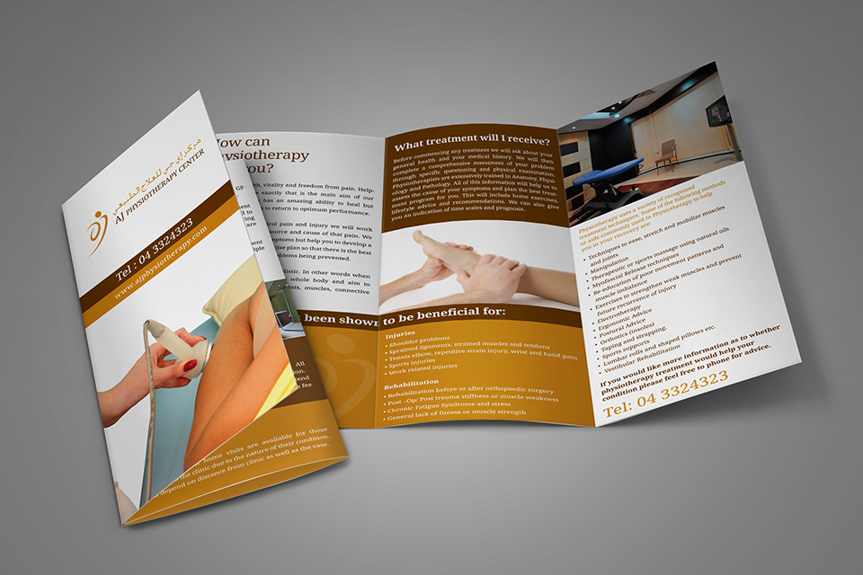 aj physiotherapy dubai brochure design