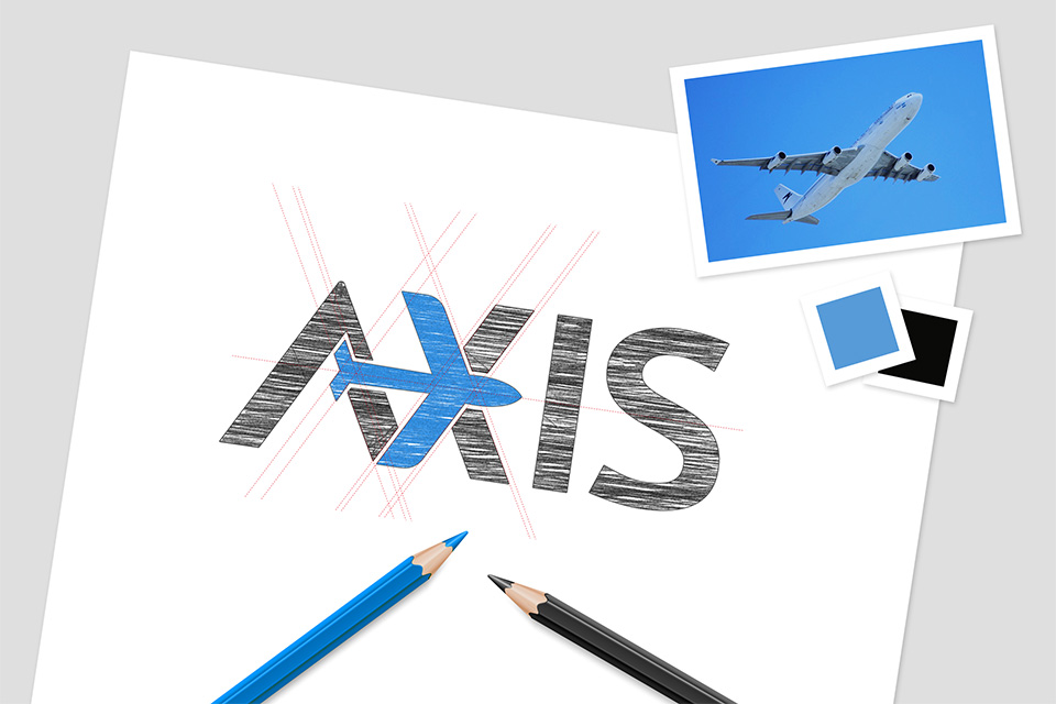 axis travel dubai logo design process