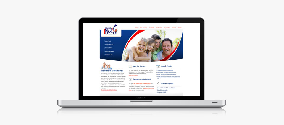 medicentres dubai website design